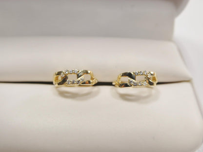 Real 10k Solid Yellow Gold CZ Earring/Cartilage Daith Hoop Huggie Earring
