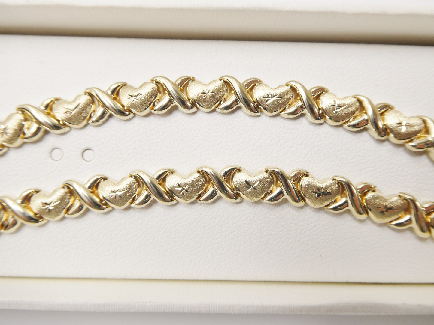 real 10k solid yellow gold 5.5/ 6.5 inch children/women xo heart bracelet