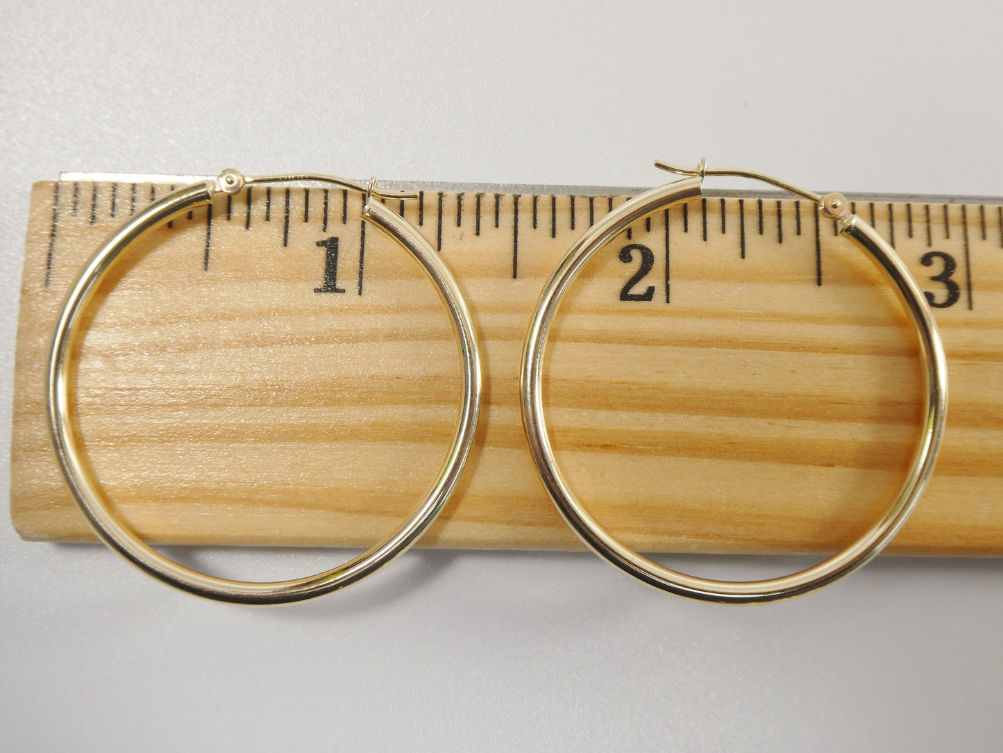 14K Solid Yellow Gold Hoop Earrings, 35mm