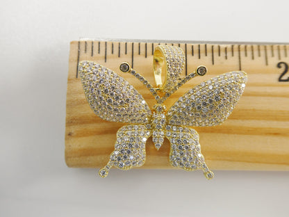 Real Solid 925 Sterling Silver Large Butterfly Pendent