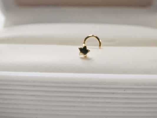 14k real solid yellow gold twist star stud nose ring