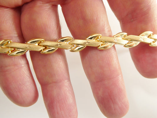 7.50 inch real 925 sterling silver xo style 14k gold tone finish