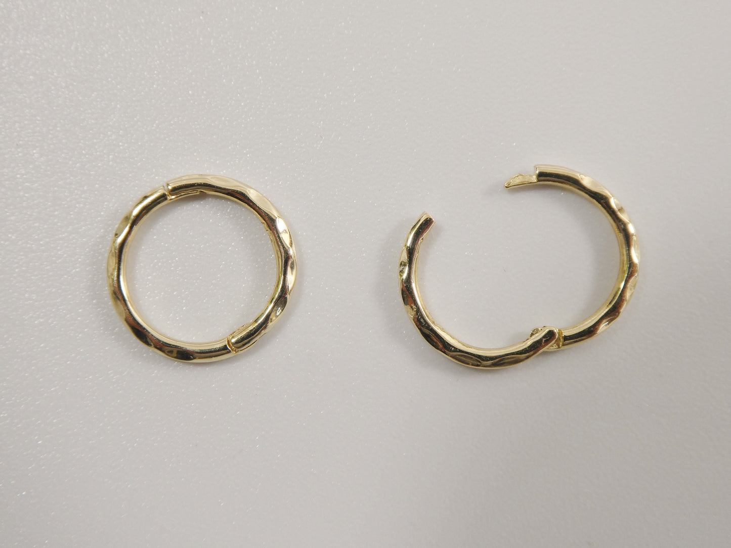 Solid Yellow Gold Diamond Cut Hoop Earrings, Hidden Lock Clasp