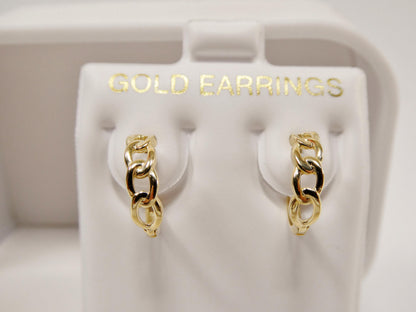 Real 10k Solid Yellow Gold Designer Hoop Huggie Earrings