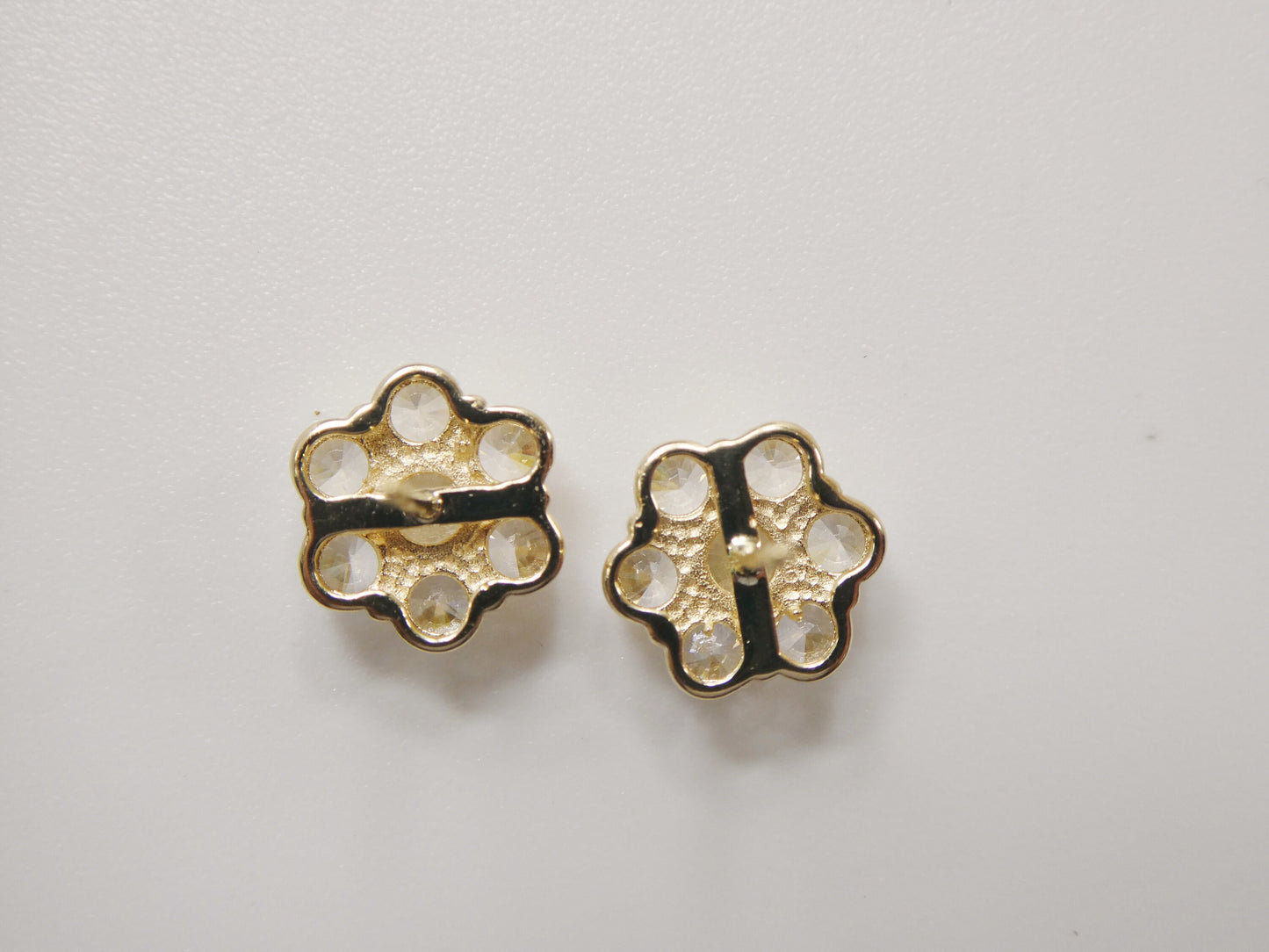 real 10k solid yellow gold 8mm flower push post stud earrings