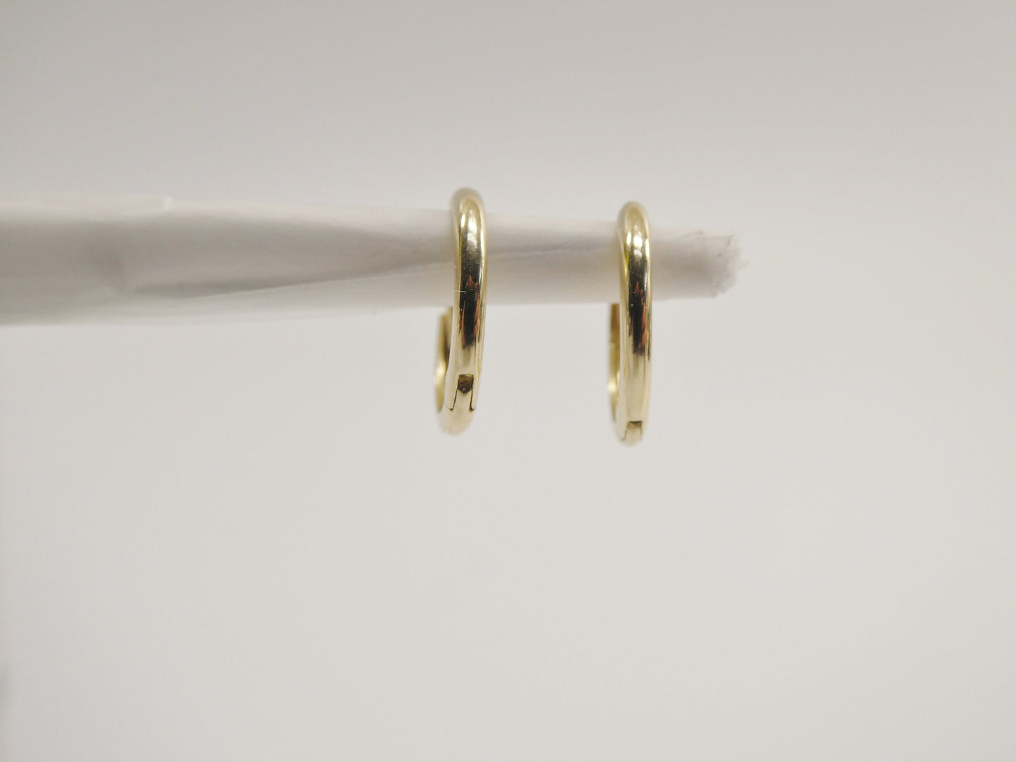 real 10k solid yellow gold tiny simple 12mm hoop huggie earrings