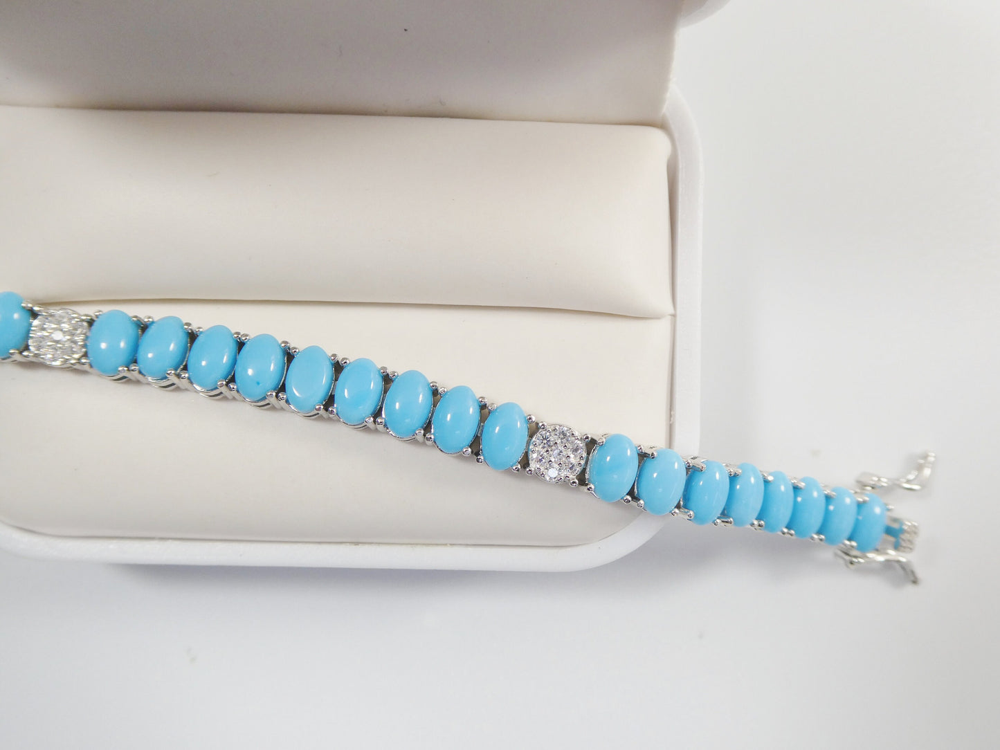 7 inch real 925 sterling silver turquoise tennis bracelet