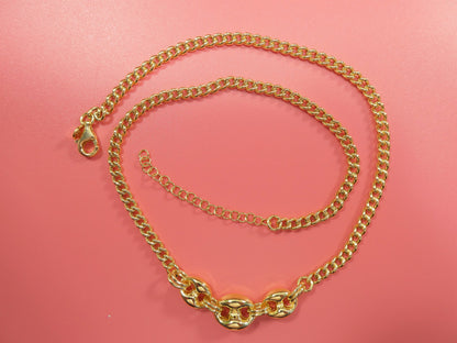 16 Inch Real 925 Sterling Silver Puffed Mariner Necklace