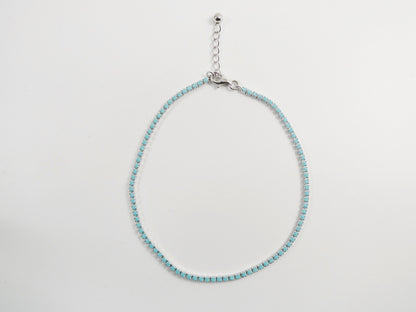 Turquoise Anklet With Extension Tennis Bracelet Real 925 Sterling Silver