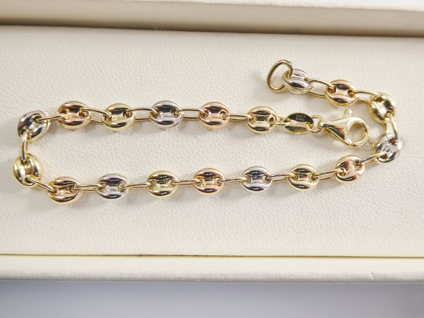 real 14k solid yellow gold 6 inch puff mariner baby bracelet