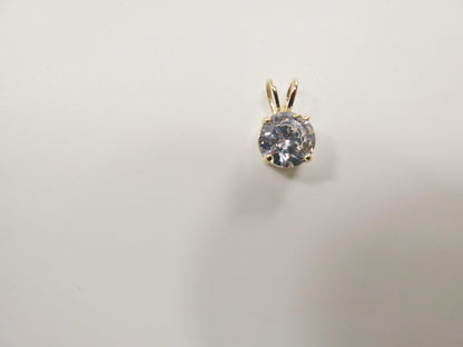 10k Real Solid Yellow Gold 16 Unch Chain and Round Stone Solitaire Pendent Set