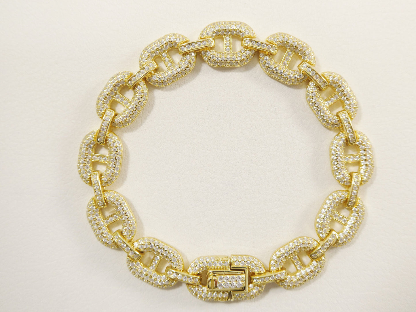 7 inch / 8 inch puff mariner real 925 sterling silver 14k gold color finish bracelet