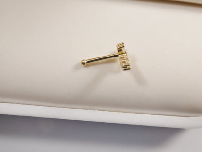 14k Real Solid Yellow Gold Cross Nose Ring