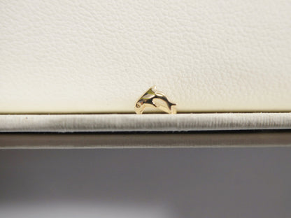 14k Real Solid Yellow Gold Dolphin Nose Stud Ring