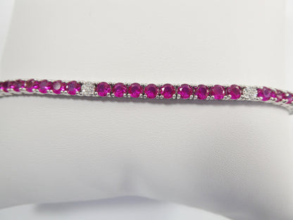 Real 925 Sterling Silver Sapphire Spinel Tennis Bracelet Box Lock Clasp