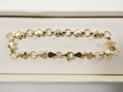 Real 10k Solid Yellow Gold 6 Inch Children/Women XO Heart Bracelet