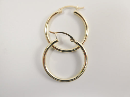 real 10k solid yellow gold plain high polish 25mm hoop earrings