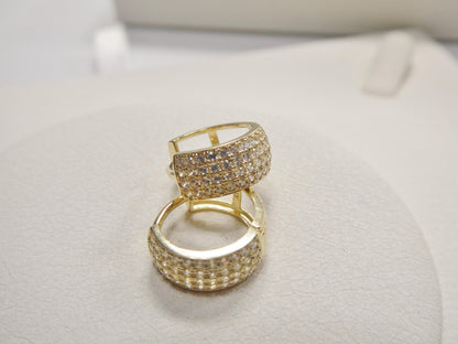 Real 10k Solid Yellow Gold Designer Hoop Huggie Earrings