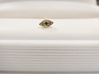 14k Real Solid Yellow Gold Evil Eye Nose Ring