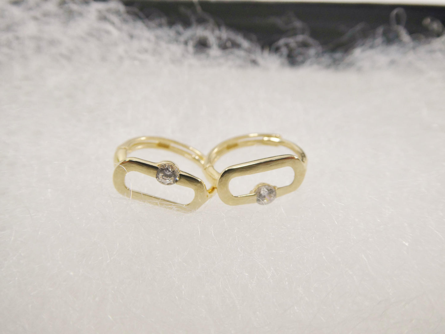 real 10k solid yellow gold paperclip hoop huggie earrings
