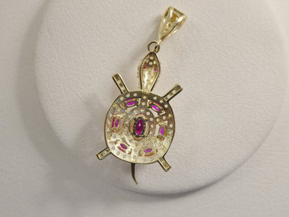 14k Real Solid Yellow Gold Turtle Charm Pendent