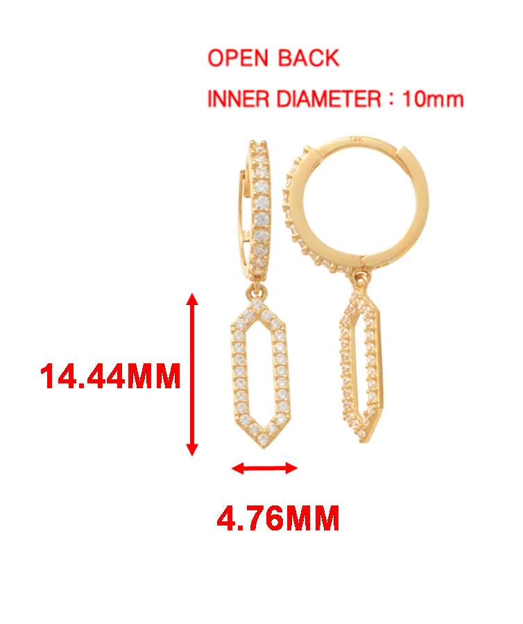 real 10k solid yellow gold paperclip dropping earrings