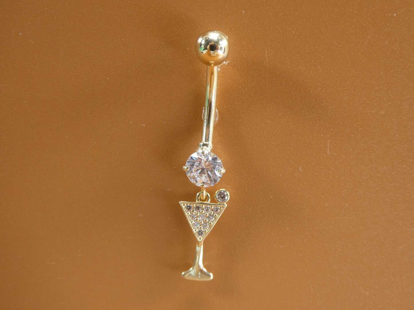 14k real solid yellow gold wine cup belly button ring piercing