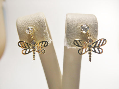 Real 10k Solid Yellow Gold Butterfly Push Post Earrings