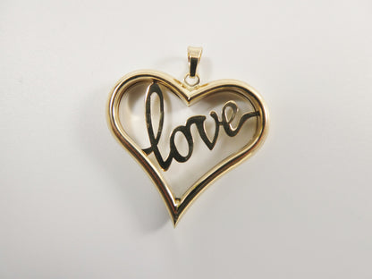 14k Real Solid Yellow Gold Love Heart High Polish Charm Pendant