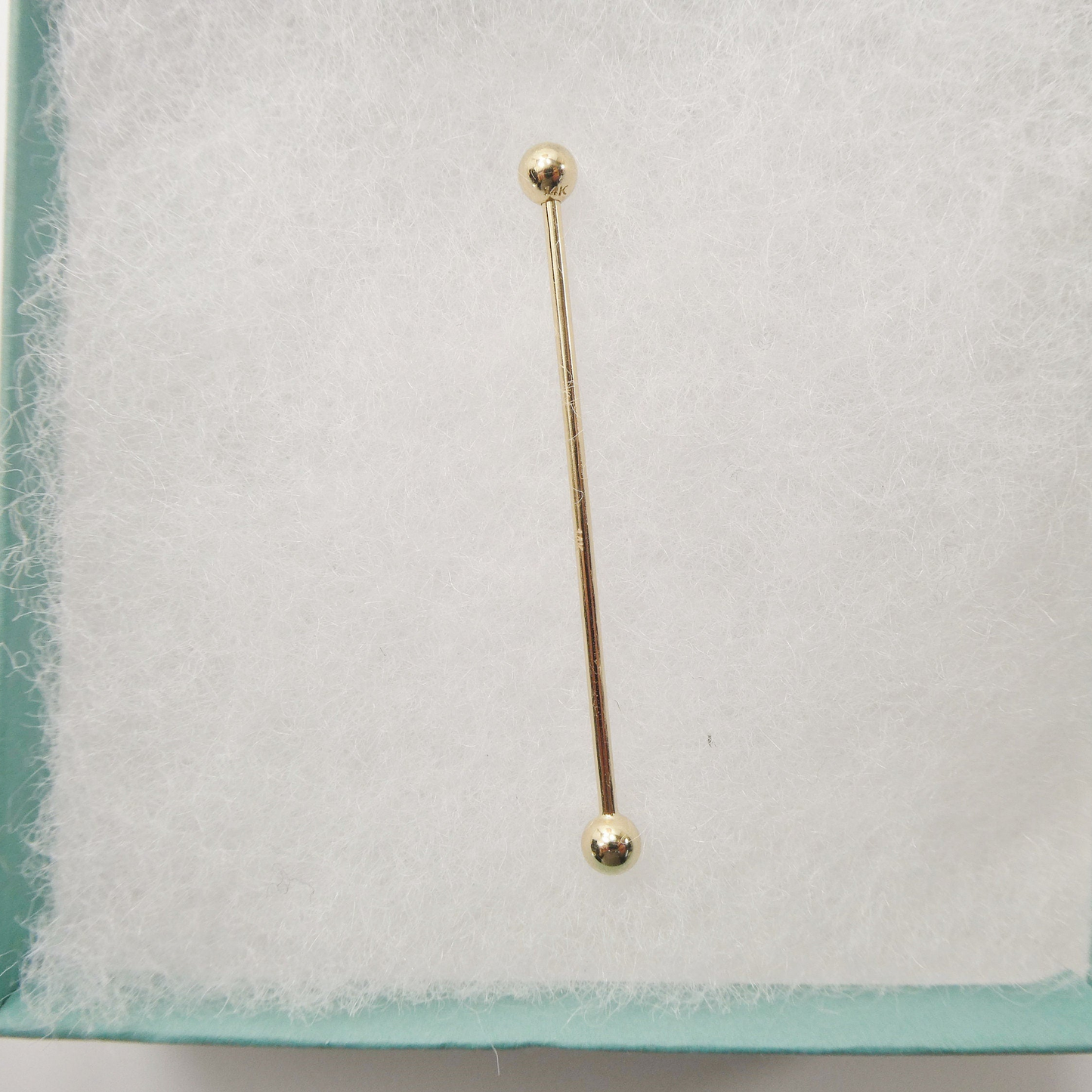 14k Real Solid Yellow Gold 60mm Straight Barbell Tongue Belly Button Ring Piercing