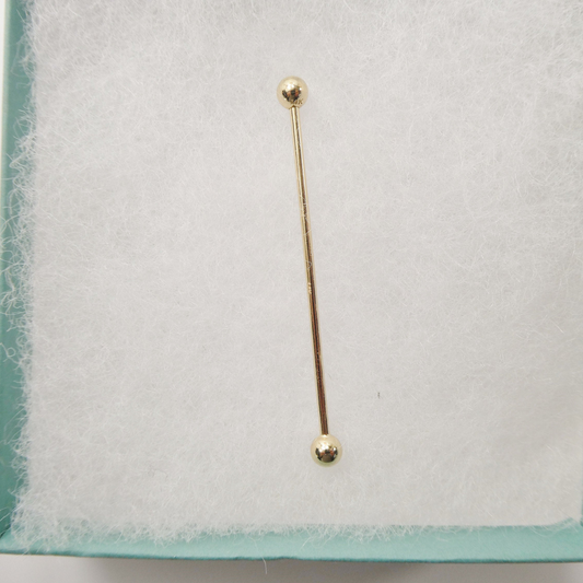 14k Real Solid Yellow Gold 60mm Straight Barbell Tongue Belly Button Ring Piercing