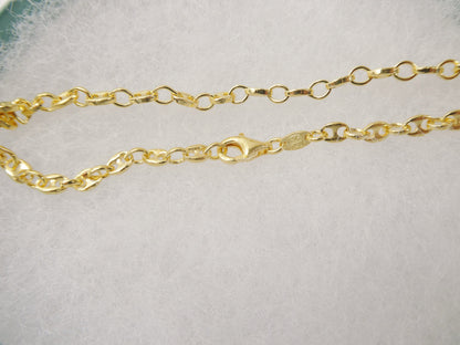 Real 925 Sterling Silver 10 Inch Mariner Anklet 14k Yellow Gold Finish