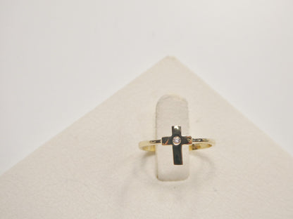 Real 10k Solid Yellow Gold Cross Classic Pinky Ring