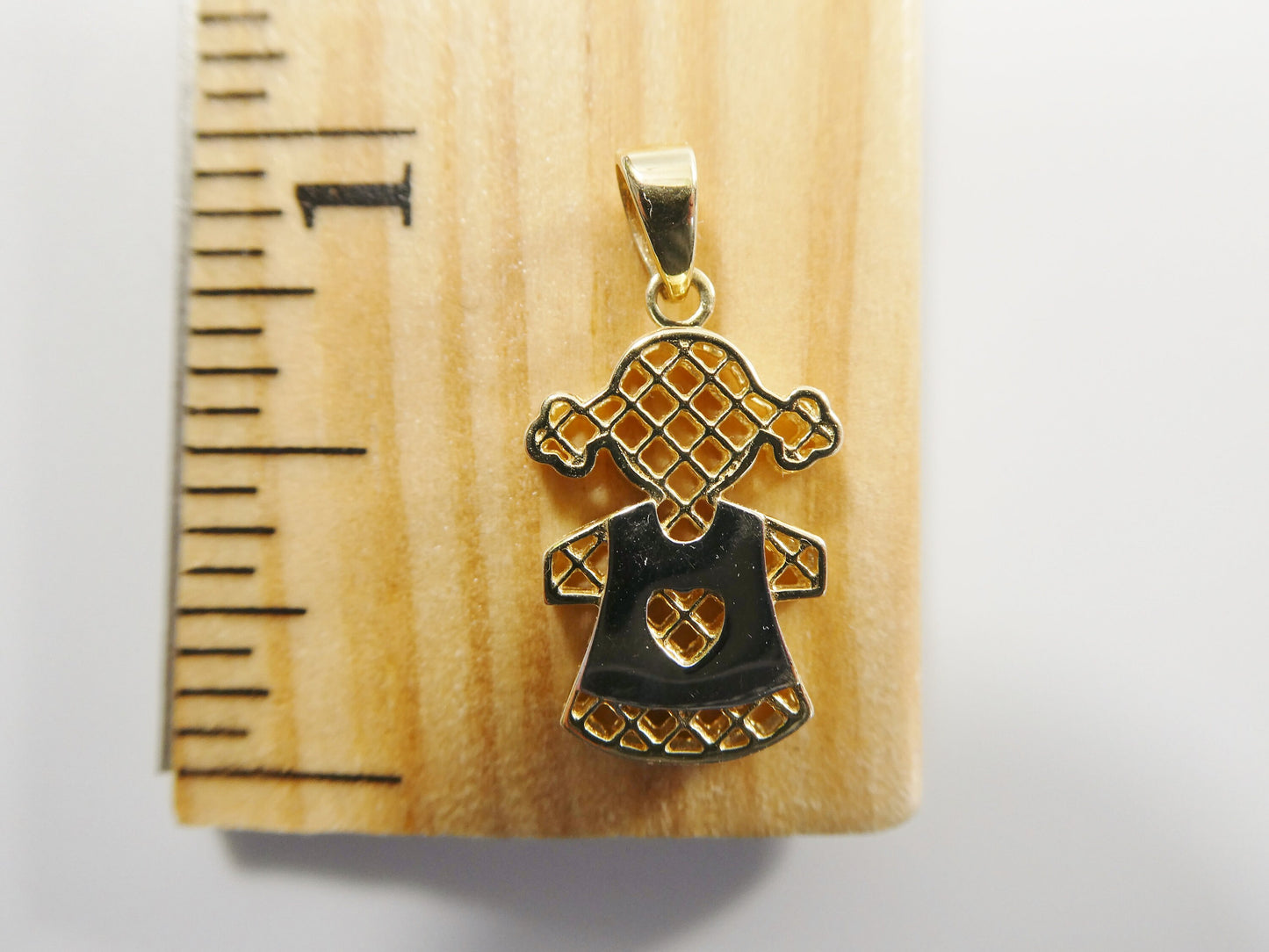 14k real solid yellow gold two tone boy girl charm pendent