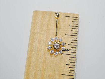14k Real Solid Yellow Gold Sun Belly Ring