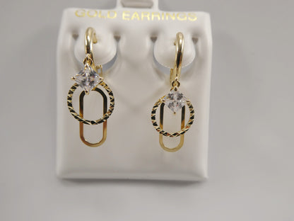 10K Real Solid Yellow Gold Paper Clip Style Buggie Fancy Ladies Earrings