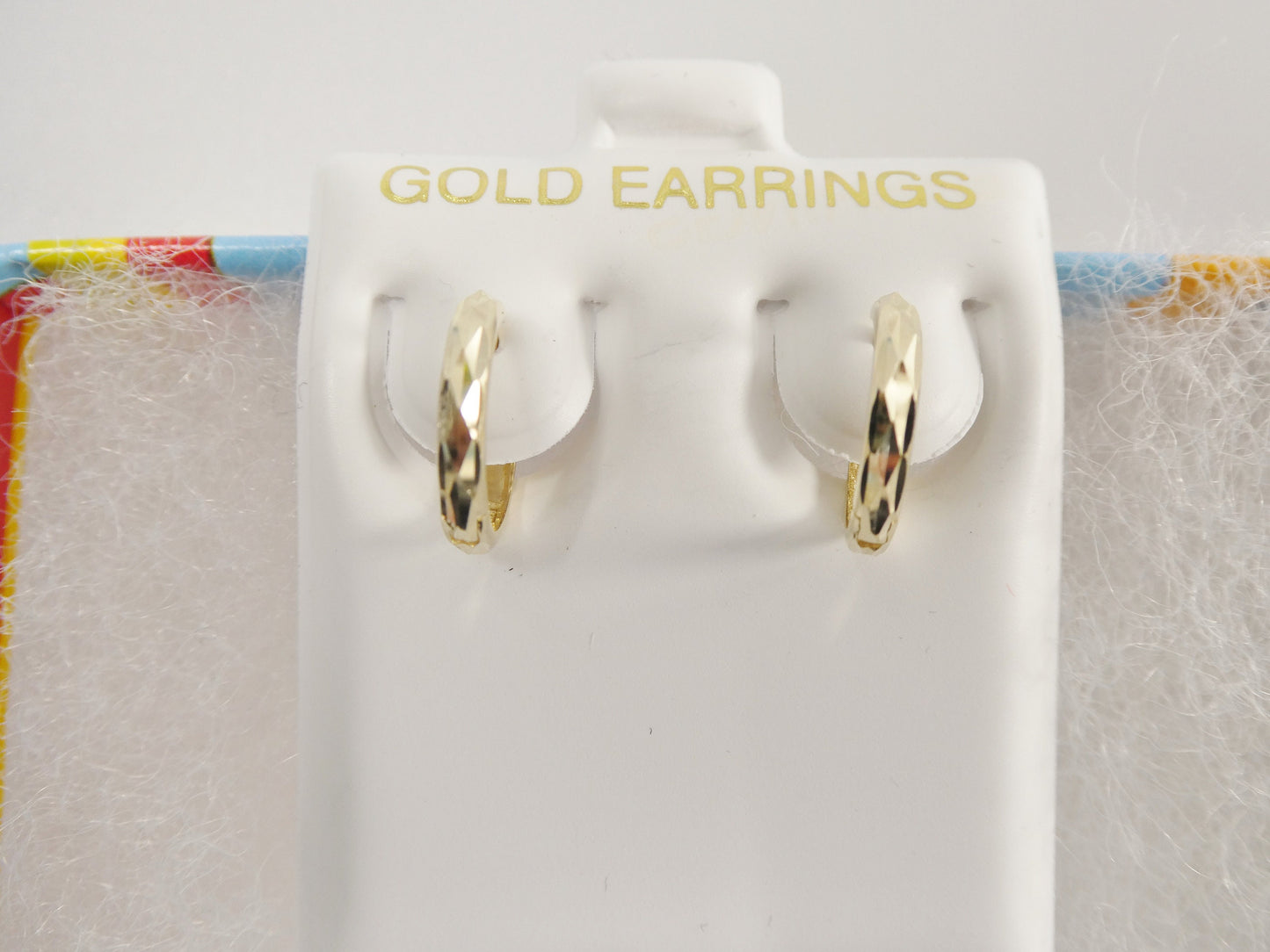real 10k solid yellow gold 11.8mm laser cut hoop huggie earrings
