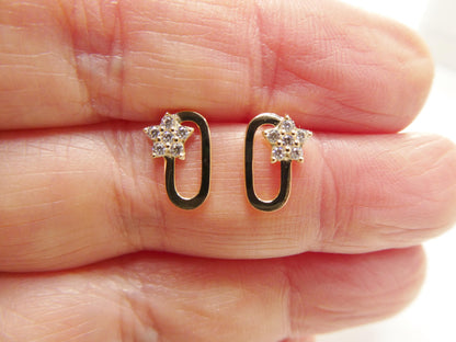 Real 10k Solid Yellow Gold Design Paperclip Push Post Earrings