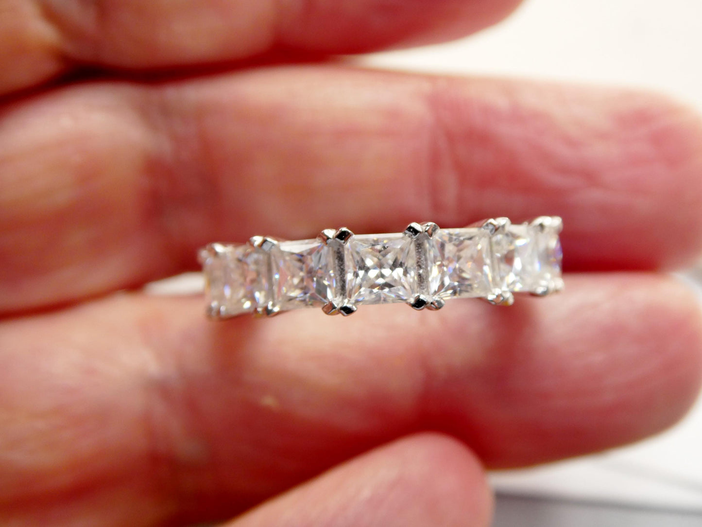 real 925 sterling silver solitaire moissanite anniversary eternity ladies band