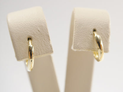 Real 10k Solid Yellow Gold 11mm High Polish Plain Hoop Huggie Earrings