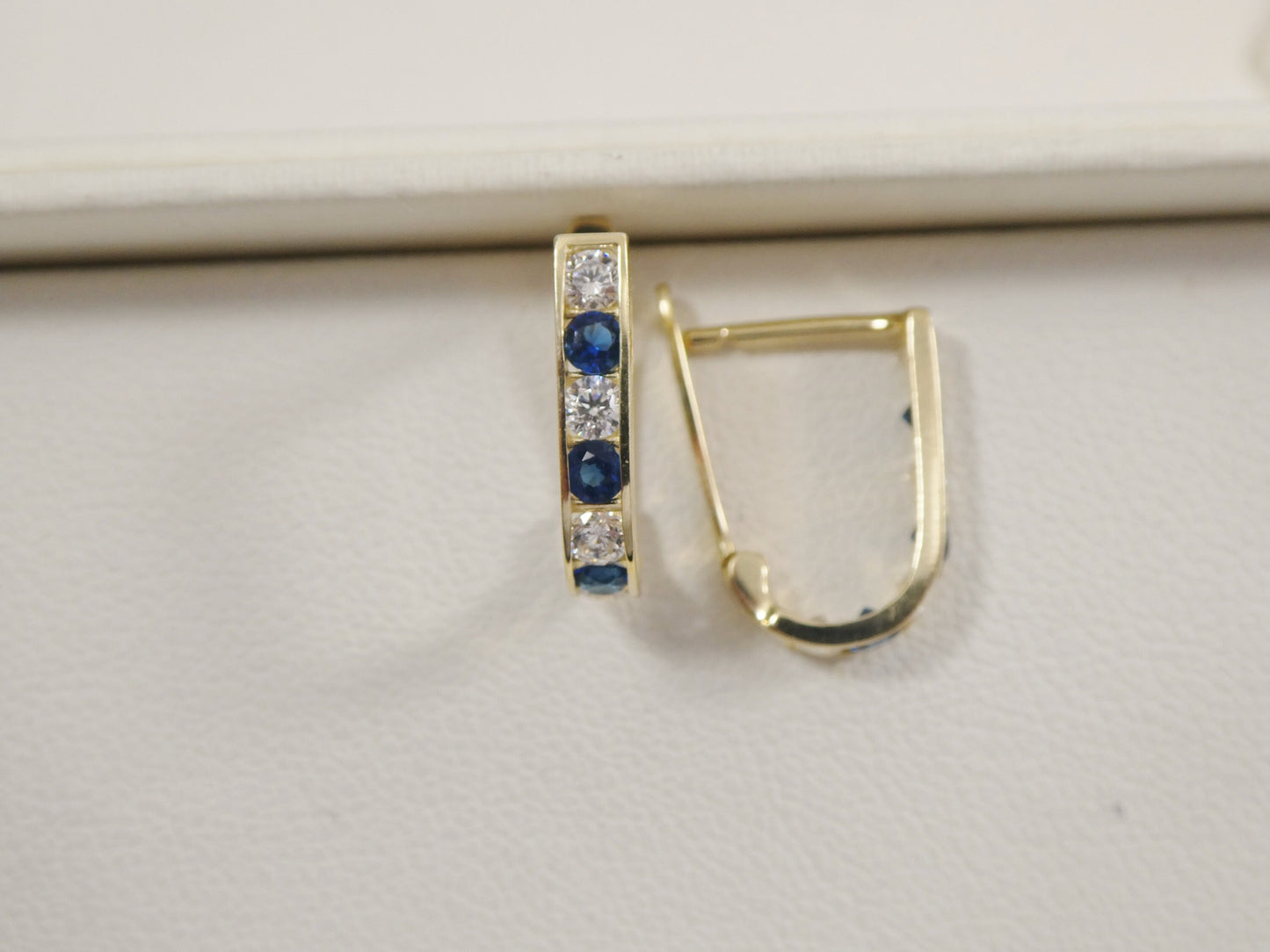 real 10k solid yellow gold birthstone color straight line French back earrings