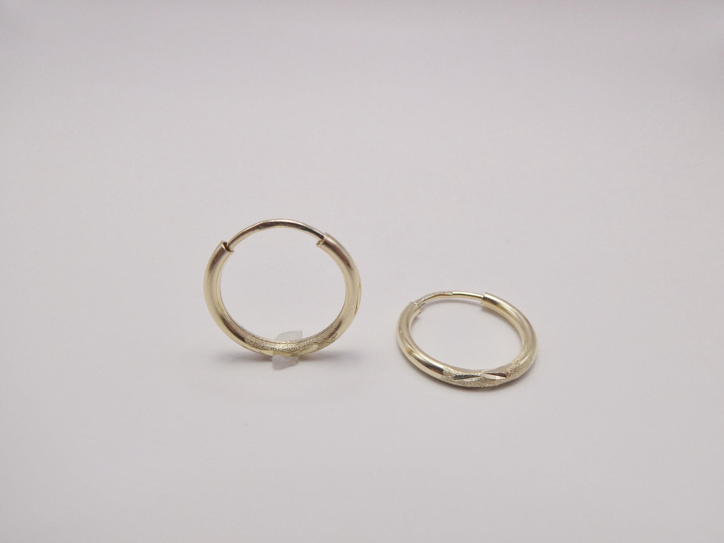 10k real solid yellow gold 2mm tube diamond cut endless hoop earrings