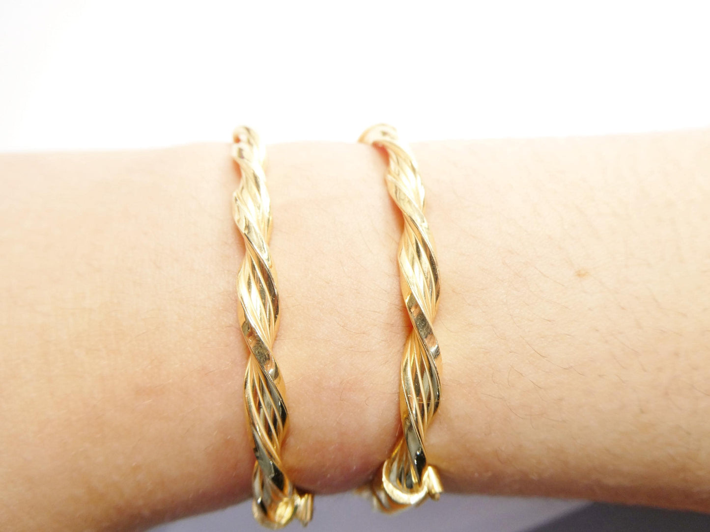 925 sterling silver baby children twist bangle bracelet yellow gold color finish