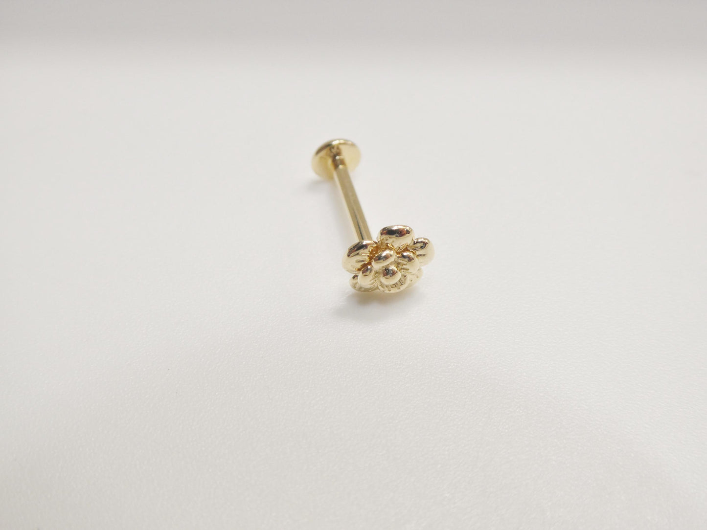 14k real solid yellow gold cartilage flower body ring piercing