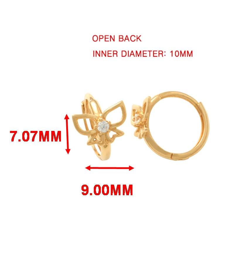 real 10k solid yellow gold butterfly hoop huggie earrings