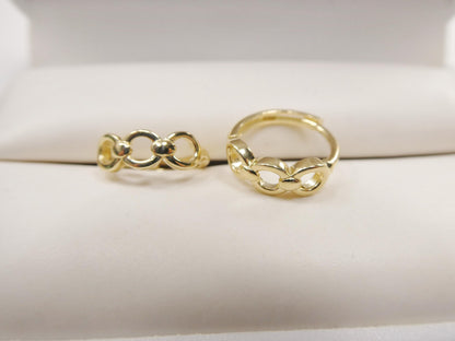 Real 10k Solid Yellow Gold Designer Hoop Huggie Earrings