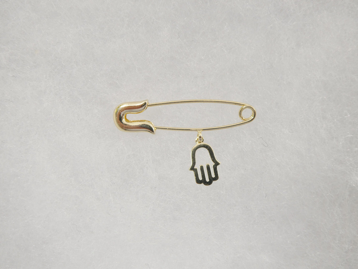 14k real solid yellow gold new born hamsa pin brooches