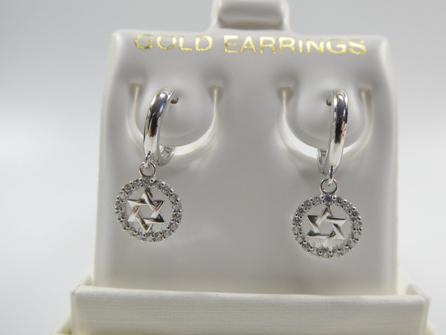 10k real solid gold star David dangle on plain huggie fancy earrings