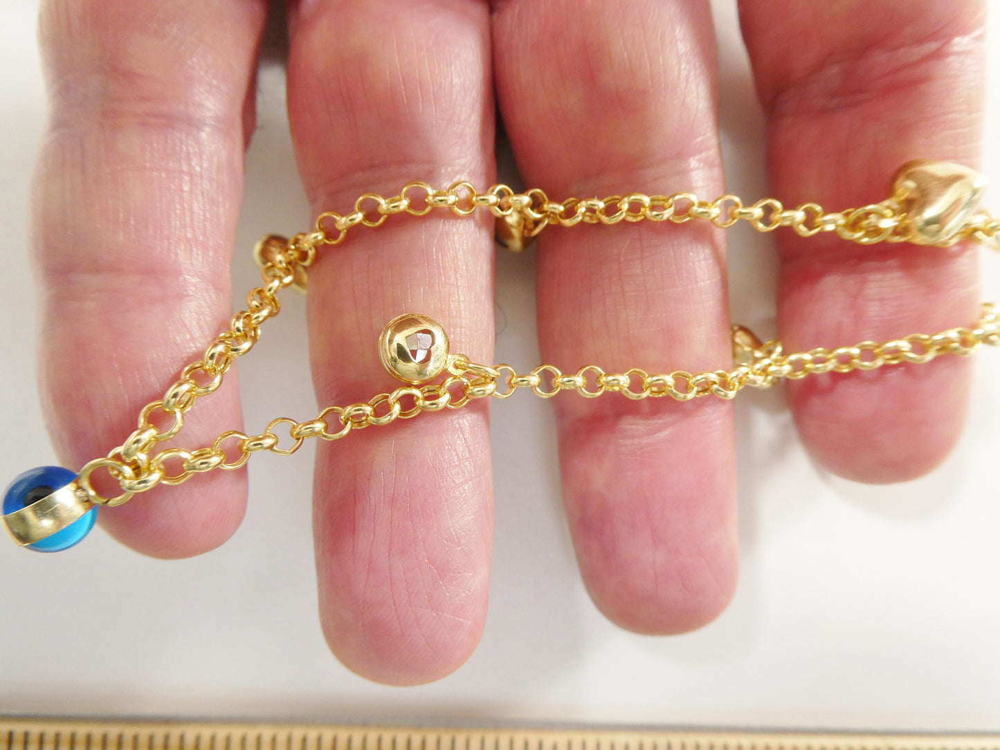 real 14k solid yellow gold 9 inch anklet bracelet