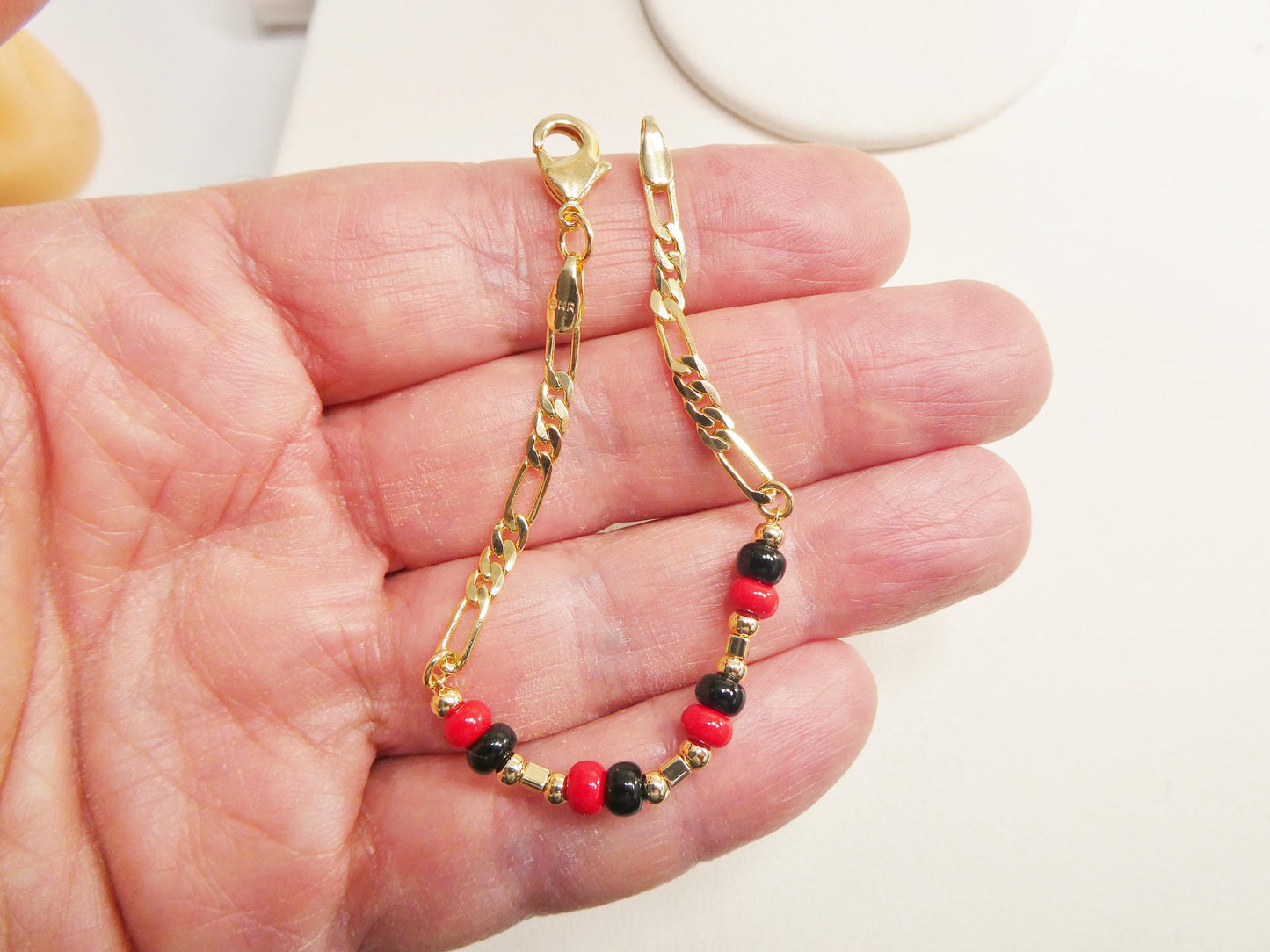 azabache boy girl baby bracelet 18k gold filled figaro bracelet